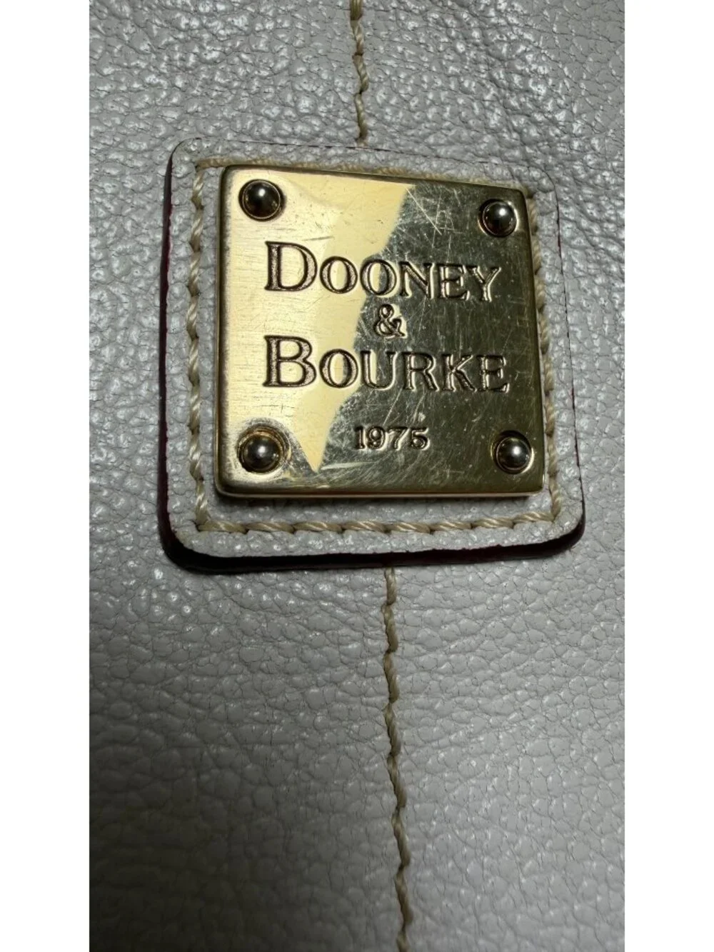 Dooney & Bourke Pebble Leather Shoulder Bag Ivory Hobo Lux Purse Gold Hardware